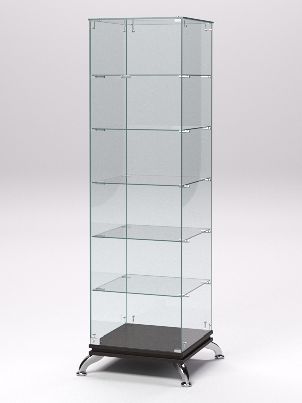 Витрина стеклянная ПРИМАВЕРА КЛАССИК №501 (с дверкой, задняя стенка - стекло), Дуб Венге