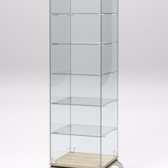 Витрина стеклянная ПРИМАВЕРА КЛАССИК №501 (с дверкой, задняя стенка - стекло), Дуб Сонома и Дуб Венге