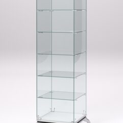 Витрина стеклянная ПРИМАВЕРА КЛАССИК №501 (с дверкой, задняя стенка - стекло), Белый и Черный