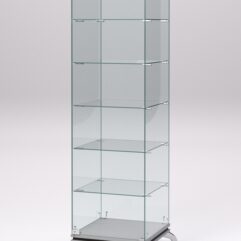 Витрина стеклянная ПРИМАВЕРА КЛАССИК №501 (с дверкой, задняя стенка - стекло), Серый и Дуб Венге