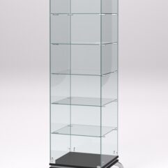 Витрина стеклянная ПРИМАВЕРА КЛАССИК №501 (с дверкой, задняя стенка - стекло), Черный и Белый