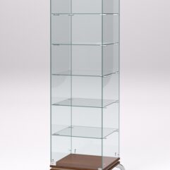 Витрина стеклянная ПРИМАВЕРА КЛАССИК №501 (с дверкой, задняя стенка - стекло), Орех и Дуб Сонома