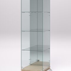 Витрина стеклянная ПРИМАВЕРА КЛАССИК №3 (с дверкой, задняя стенка - зеркало), Дуб Сонома