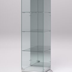 Витрина стеклянная ПРИМАВЕРА КЛАССИК №3 (с дверкой, задняя стенка - зеркало), Белый