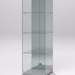 Витрина стеклянная ПРИМАВЕРА КЛАССИК №3 (с дверкой, задняя стенка - зеркало), Серый