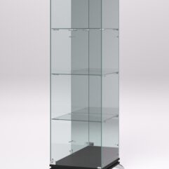 Витрина стеклянная ПРИМАВЕРА КЛАССИК №3 (с дверкой, задняя стенка - зеркало), Черный