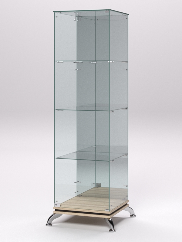 Витрина стеклянная ПРИМАВЕРА КЛАССИК №3 (с дверкой, задняя стенка - зеркало), Дуб Сонома и Дуб Венге