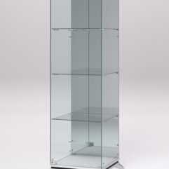 Витрина стеклянная ПРИМАВЕРА КЛАССИК №3 (с дверкой, задняя стенка - зеркало), Белый и Черный