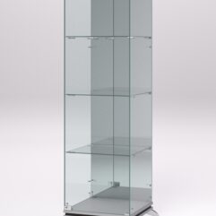 Витрина стеклянная ПРИМАВЕРА КЛАССИК №3 (с дверкой, задняя стенка - зеркало), Серый и Дуб Венге