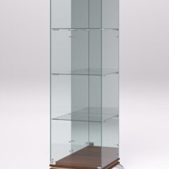 Витрина стеклянная ПРИМАВЕРА КЛАССИК №3 (с дверкой, задняя стенка - зеркало), Орех и Дуб Сонома