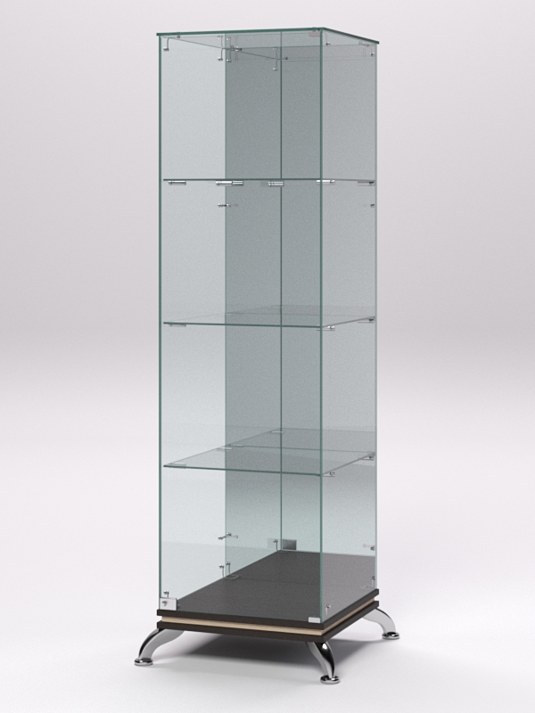 Витрина стеклянная ПРИМАВЕРА КЛАССИК №3 (с дверкой, задняя стенка - зеркало), Дуб Венге и Дуб Сонома