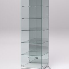 Витрина стеклянная ПРИМАВЕРА КЛАССИК №503 (с дверкой, задняя стенка - зеркало), Белый