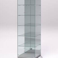 Витрина стеклянная ПРИМАВЕРА КЛАССИК №503 (с дверкой, задняя стенка - зеркало), Серый