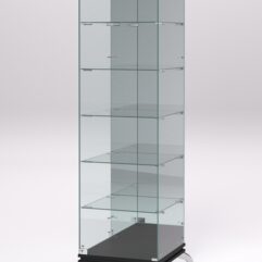 Витрина стеклянная ПРИМАВЕРА КЛАССИК №503 (с дверкой, задняя стенка - зеркало), Черный