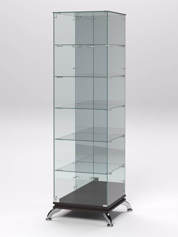 Витрина стеклянная ПРИМАВЕРА КЛАССИК №503 (с дверкой, задняя стенка - зеркало), Дуб Венге