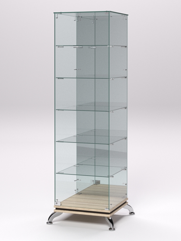 Витрина стеклянная ПРИМАВЕРА КЛАССИК №503 (с дверкой, задняя стенка - зеркало), Дуб Сонома и Дуб Венге