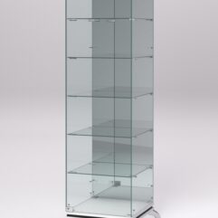 Витрина стеклянная ПРИМАВЕРА КЛАССИК №503 (с дверкой, задняя стенка - зеркало), Белый и Черный