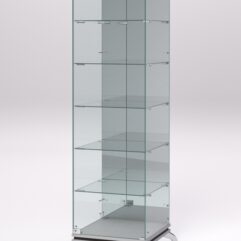 Витрина стеклянная ПРИМАВЕРА КЛАССИК №503 (с дверкой, задняя стенка - зеркало), Серый и Дуб Венге