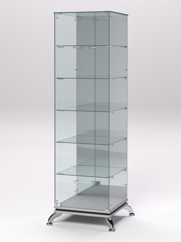 Витрина стеклянная ПРИМАВЕРА КЛАССИК №503 (с дверкой, задняя стенка - зеркало), Серый и Дуб Венге