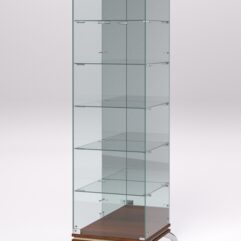 Витрина стеклянная ПРИМАВЕРА КЛАССИК №503 (с дверкой, задняя стенка - зеркало), Орех и Дуб Сонома