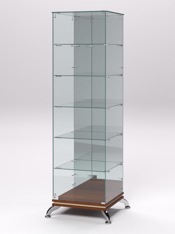 Витрина стеклянная ПРИМАВЕРА КЛАССИК №503 (с дверкой, задняя стенка - зеркало), Орех и Дуб Сонома