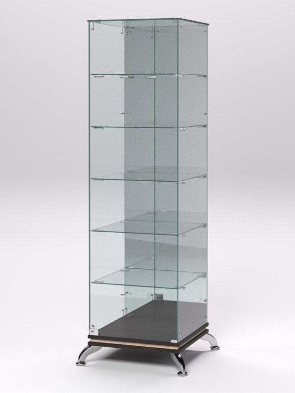 Витрина стеклянная ПРИМАВЕРА КЛАССИК №503 (с дверкой, задняя стенка - зеркало), Дуб Венге и Дуб Сонома