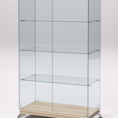 Витрина стеклянная ПРИМАВЕРА КЛАССИК №5 (с дверками, задняя стенка - стекло), Дуб Сонома