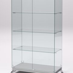 Витрина стеклянная ПРИМАВЕРА КЛАССИК №5 (с дверками, задняя стенка - стекло), Серый