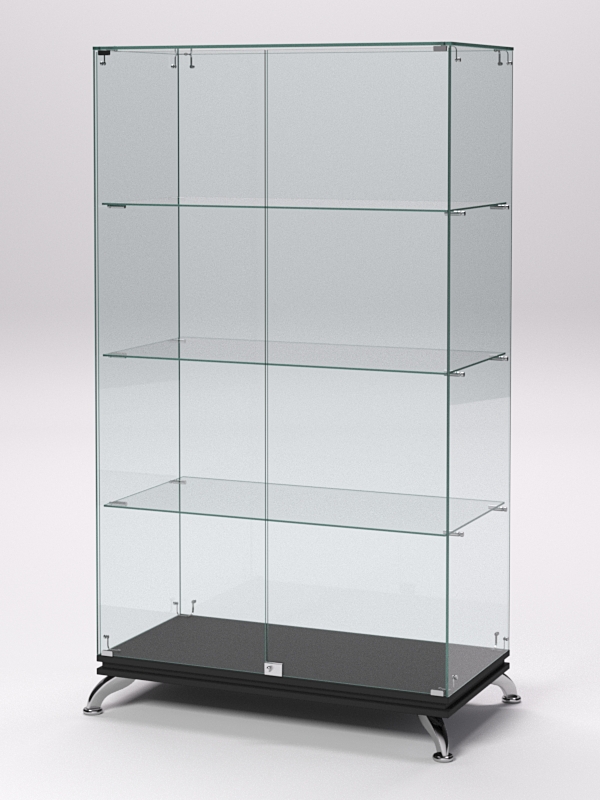 Витрина стеклянная ПРИМАВЕРА КЛАССИК №5 (с дверками, задняя стенка - стекло), Черный