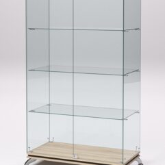 Витрина стеклянная ПРИМАВЕРА КЛАССИК №5 (с дверками, задняя стенка - стекло), Дуб Сонома и Дуб Венге