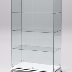 Витрина стеклянная ПРИМАВЕРА КЛАССИК №5 (с дверками, задняя стенка - стекло), Белый и Черный