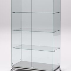 Витрина стеклянная ПРИМАВЕРА КЛАССИК №5 (с дверками, задняя стенка - стекло), Серый и Дуб Венге