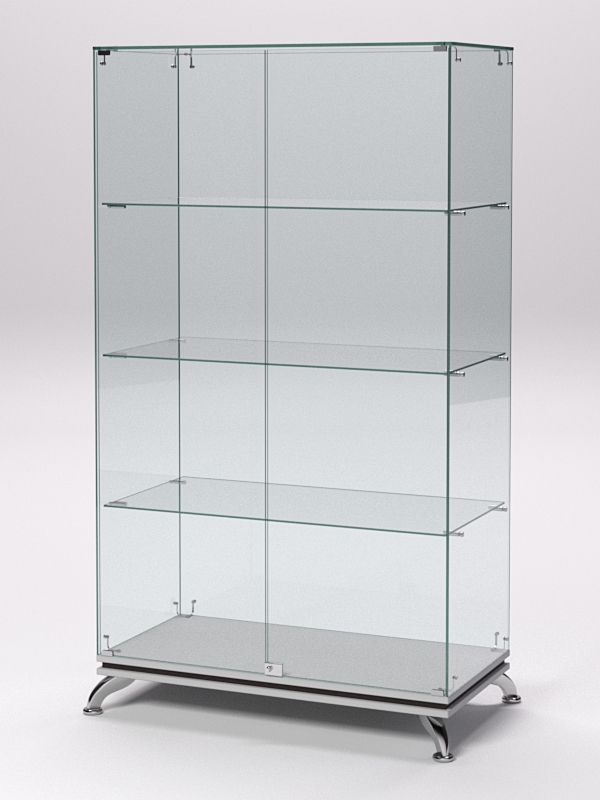 Витрина стеклянная ПРИМАВЕРА КЛАССИК №5 (с дверками, задняя стенка - стекло), Серый и Дуб Венге