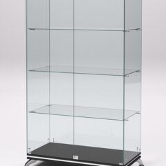 Витрина стеклянная ПРИМАВЕРА КЛАССИК №5 (с дверками, задняя стенка - стекло), Черный и Белый