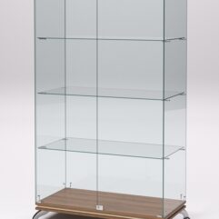 Витрина стеклянная ПРИМАВЕРА КЛАССИК №5 (с дверками, задняя стенка - стекло), Орех и Дуб Сонома