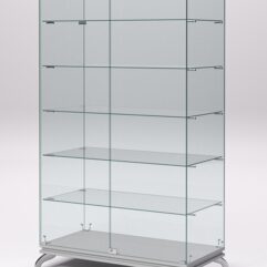 Витрина стеклянная ПРИМАВЕРА КЛАССИК №505 (с дверками, задняя стенка - стекло), Серый