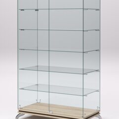 Витрина стеклянная ПРИМАВЕРА КЛАССИК №505 (с дверками, задняя стенка - стекло), Дуб Сонома и Дуб Венге