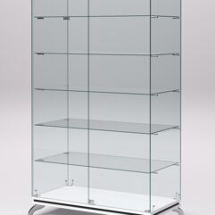 Витрина стеклянная ПРИМАВЕРА КЛАССИК №505 (с дверками, задняя стенка - стекло), Белый и Черный