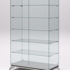 Витрина стеклянная ПРИМАВЕРА КЛАССИК №505 (с дверками, задняя стенка - стекло), Серый и Дуб Венге