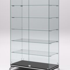 Витрина стеклянная ПРИМАВЕРА КЛАССИК №505 (с дверками, задняя стенка - стекло), Черный и Белый