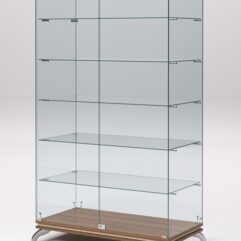 Витрина стеклянная ПРИМАВЕРА КЛАССИК №505 (с дверками, задняя стенка - стекло), Орех и Дуб Сонома