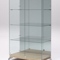 Витрина стеклянная ПРИМАВЕРА КЛАССИК №7 (с дверками, задняя стенка - зеркало), Дуб Сонома