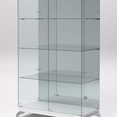 Витрина стеклянная ПРИМАВЕРА КЛАССИК №7 (с дверками, задняя стенка - зеркало), Белый