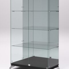 Витрина стеклянная ПРИМАВЕРА КЛАССИК №7 (с дверками, задняя стенка - зеркало), Черный