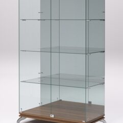 Витрина стеклянная ПРИМАВЕРА КЛАССИК №7 (с дверками, задняя стенка - зеркало), Орех