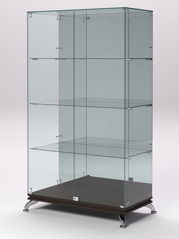 Витрина стеклянная ПРИМАВЕРА КЛАССИК №7 (с дверками, задняя стенка - зеркало), Дуб Венге