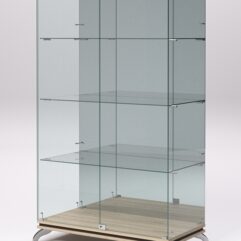 Витрина стеклянная ПРИМАВЕРА КЛАССИК №7 (с дверками, задняя стенка - зеркало), Дуб Сонома и Дуб Венге