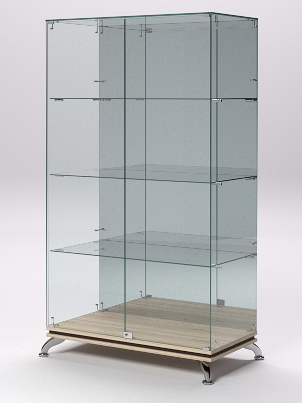 Витрина стеклянная ПРИМАВЕРА КЛАССИК №7 (с дверками, задняя стенка - зеркало), Дуб Сонома и Дуб Венге