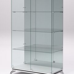 Витрина стеклянная ПРИМАВЕРА КЛАССИК №7 (с дверками, задняя стенка - зеркало), Белый и Черный