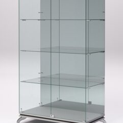 Витрина стеклянная ПРИМАВЕРА КЛАССИК №7 (с дверками, задняя стенка - зеркало), Серый и Дуб Венге